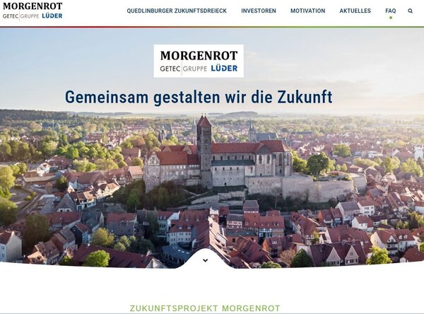 Bild vergr&ouml;&szlig;ern: Investoren Webseite Zukunftsprojekt Morgenrot