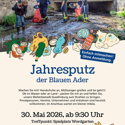 Veranstaltungsplakat zum Jahresputz der Blauen Ader